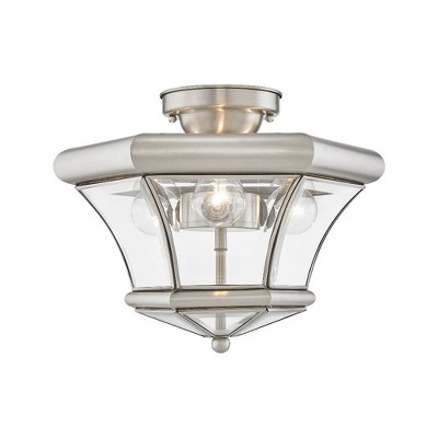 Monterey Brushed Nickel 3-Light LED Flush Mount with Clear Beveled Glass