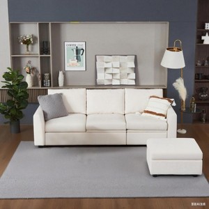 Oversized U-Shaped Sectional Sofa with Storage & Convertible Chaise, Removable Chenille Cover for Living Room or Office - 1 of 1