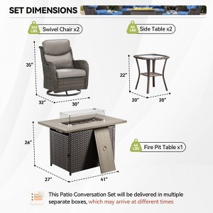Gymojoy  Outdoor 5 Inch Swivel Chairs Glider Chairs with Fire Pit Table - 1 of 4