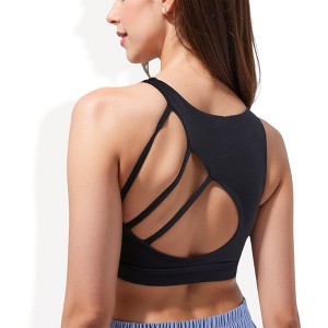 Anna-Kaci Active Women's High Neck Sports Bra with Strappy Open Back and Supportive Fit - 1 of 4