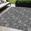 Gray Charcoal And Silver Floral Washable Indoor Outdoor Area Rug - 2 of 4