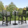 Tangkula Set Of 2 Patio HDPE Barstool Outdoor High Top Bar Chair w/Backrest & Footrest All-Weather Wood-Plastic Bar Height Chair Black - 2 of 4