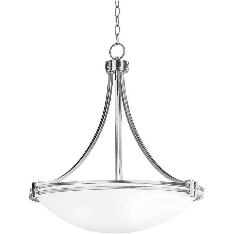 Possini Euro Design Deco Brushed Nickel Pendant Chandelier 24 1/4" Wide Modern White Marbled Bowl Glass 5-Light Fixture for Dining Room Kitchen Island, 1 of 8