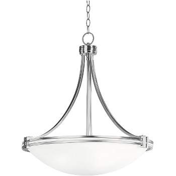 Possini Euro Design Deco Brushed Nickel Pendant Chandelier 24 1/4" Wide Modern White Marbled Bowl Glass 5-Light Fixture for Dining Room Kitchen Island