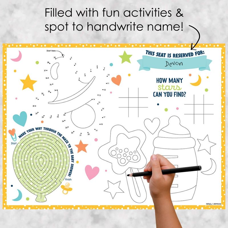 Big Dot of Happiness Colorful Baby Shower - Paper Gender Neutral Party Coloring Sheets - Activity Placemats - Set of 16, 2 of 8