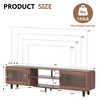 JUJABU Mid-Century Wooden TV Stand with Power Outlets, Sliding Doors & Open Shelf – Media Console for 55–70 Inch TVs, Walnut - 4 of 4