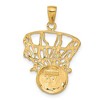 Black Bow Jewelry 14k Yellow Gold Large Swoosh Basketball Through Net Pendant - 3 of 4