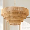 DORESshop Farmhouse 6-Light Boho Chandelier with Copper Finish and 4-Tier Rattan Shades for Dining Room, No Bulbs Included - 2 of 4