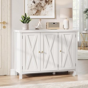 Farmhouse Shoe Storage Cabinet with 3 Barn Doors – Freestanding Narrow Shoe Rack Organizer with Adjustable Shelves – Ideal for Entryway and Hallway, - 1 of 4