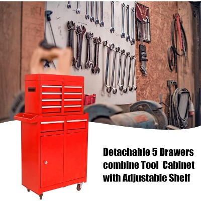 5-Drawers Rolling Tool Chest w/Wheels,Detachable Cabinet Storage Tool Box w/Drawers,Lockable Tool Storage Cabinet,Tool Cabinet for Garage Workshop