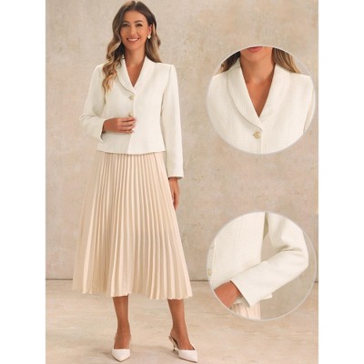 Allegra K Women's Lapel Collar Long Sleeve Blazer Jackets Medium White — фото 2
