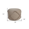 HomeRoots 18" Brown Cotton Cylinder Geometric Pouf Ottoman - 3 of 4