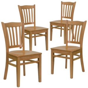 Flash Furniture 4 Pack HERCULES Series Finished Vertical Slat Back Wooden Restaurant Chair - 1 of 1