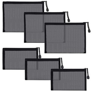 Itopfox 6-Pack Mesh Cosmetic Pouches with Zipper for Makeup, Toiletries, and Organizing Home or Office Essentials (Black) - 1 of 4