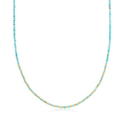 Ross-Simons 3-3.5mm Turquoise and 10kt Yellow Gold Bead Necklace