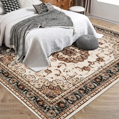 Garvee 10x13 Washable Vintage Area Rug - Traditional Oriental Medallion Floral Carpet
