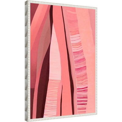 Pink Layers Abstract Canvas Art with White Floater Frame