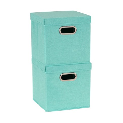 Storage Bins with Lids, Set of Two Collapsible Fabric Cube Storage Boxes with Grommet Handles - image 1 of 4