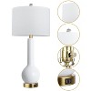 ROTTOGOON 27.5" White Ceramic Modern Table Lamp Dual USB Port for Living Room Dining Room Bedroom Office Nightstand 2-Pack - 4 of 4