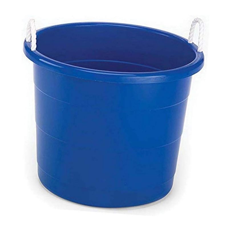 Homz 17-Gallon Plastic Multipurpose Utility Storage Bucket Tub with Strong Rope Handles for Indoor and Outdoor Use, Blue (4 Pack), 4 of 7