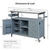 LOVSON Outdoor Kitchen Island with Rolling Cart, Farmhouse Solid Wood Grill Table with Stainless Steel Top,Spice Rack, Towel Rack,Grey Blue - 3 of 4
