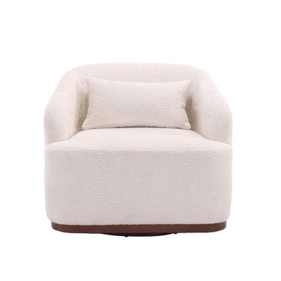 TIRAMISUBEST White 360 Degree Swivel Barrel Chair - A Comfy Accent Sofa for the Living Room,Hotel, Bedroom, Office & Lounge