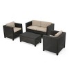 Outdoor 4 Pieces Garden Furniture Set,Rattan Metal Sectional Sofas with Cushions,Wiker Patio Conversation Sets with Coffee Table-Coolbibila - 4 of 4