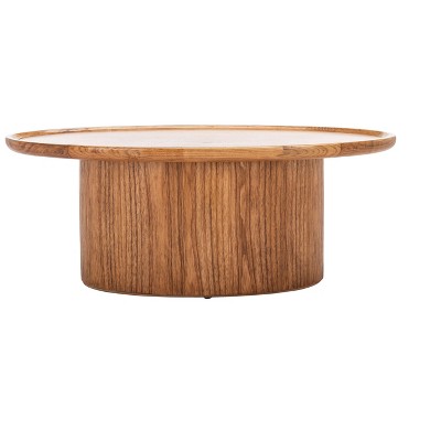 Flyte Natural Wood Oval Coffee Table with Pedestal Base