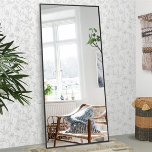 Caroline Leaning Full Length Floor Mirror,71"×32" Rounded Corner Standing Mirror, Aluminum Alloy Frame Full Length Mirror With Stand-The Pop Home - 1 of 4
