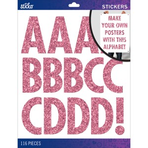 Sticko Alphabet Stickers - Futura Regular XL, Pink Glitter, 116pcs - 1 of 1
