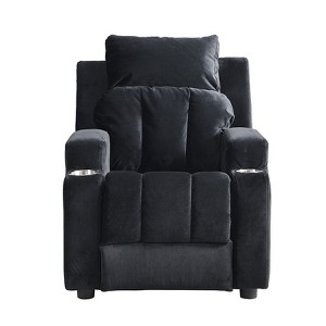 Yinvani Black Velvet Child Recliner Chair with Two Cup Holders - 1 of 4
