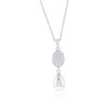 Bella Silver Sterling Silver, Oval Pave CZ & Freshwater Pearl Necklace & Earrings Set - Silver - 16+2 Inch - 3 of 4