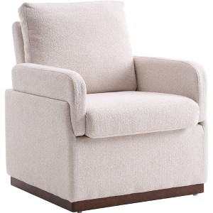 YOUNIKE 27.6” W Armchair Velvet Upholstered Single Sofa Makeup Vanity Chair Modern Living Room Accent Chair with Solid Wood Base - 1 of 4