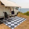 Outdoor Modern Woven Plastic Straw Rug Checkerboard Reversible Lightweight Portable Picnic Mat Large Area Rugs for Camping Garden Backyard - 2 of 4