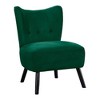 Unique Velvet Accent Chair with Button-Tufted Back and Brown Wood Legs ¨C Modern Home Furniture - 3 of 4