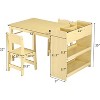 Garvee Kids Art Table with 2 Chairs,3-piece Craft Play Wood Activity Desk with Large Storage Shelves,Wood Activity Desk for Writing Drawing - 2 of 4