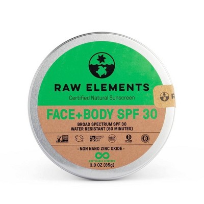 Raw Elements Face and Body Mineral Sunscreen Tin - SPF 30 - 3oz