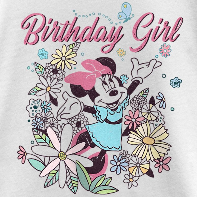Girl's Minnie Mouse Birthday Girl Doodle T-Shirt, 2 of 5