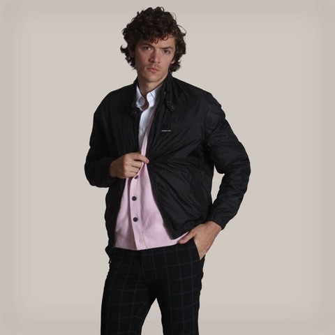 Members Only Men's Packable Lightweight Windbreaker Jacket - Black - Large