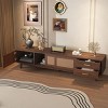 Mid Century Modern TV Stand for 80" TVs,Entertainment Center with Sliding Rattan Doors & Drawers for Living Room–The Pop Home - 3 of 4