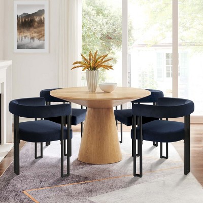 Mia Velvet Dining Chairs Set of 4, Modern Design Armrest Dining Chair with Three Legs for Dining Room, Indoor Furniture - Maison Boucle