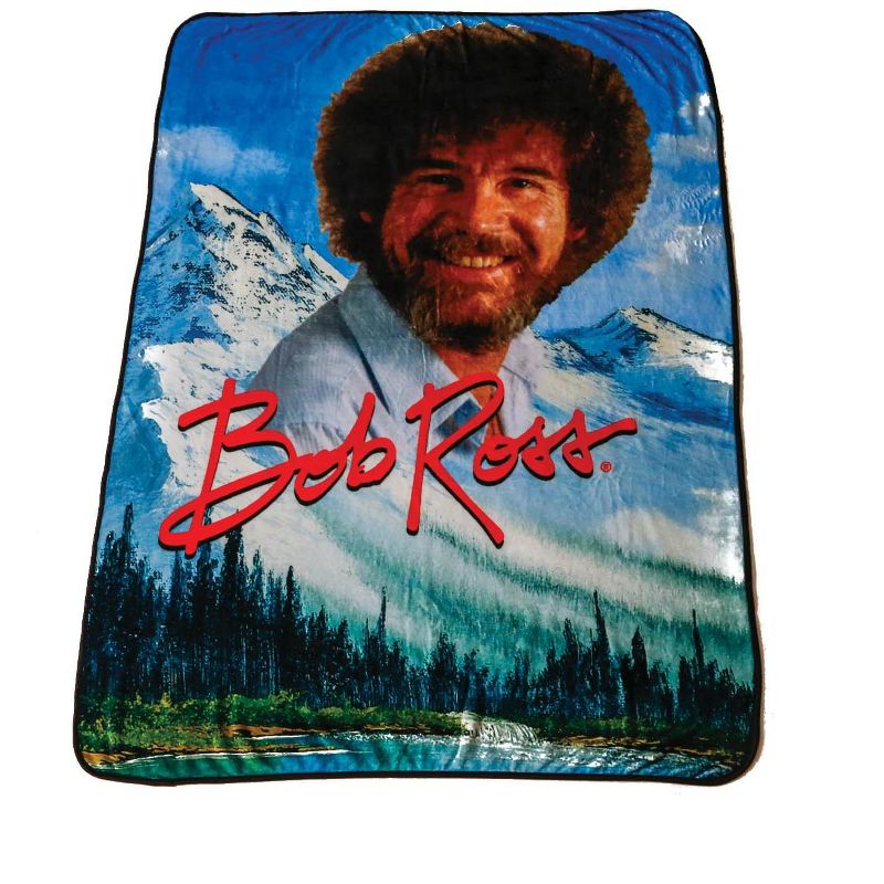 Surreal Entertainment Bob Ross Design Soft and Cozy Throw Size Fleece Plush Blanket | 45 x 60 Inches, 1 of 8