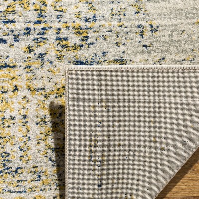 Ivory and Blue High Pile Synthetic Area Rug, 12' x 15'