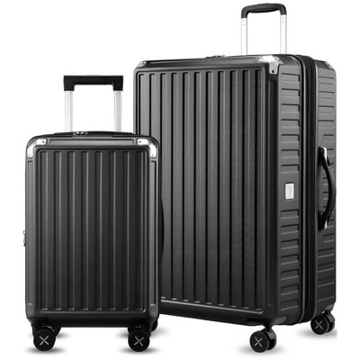 LUGGEX Carry On Luggage Sets 3 Piece, PC Expandable Hardshell Luggage with Spinner Wheels,White Black