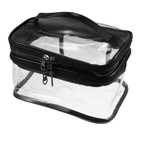 Unique Bargains Double Layer Makeup Bag Cosmetic Travel Bag Case Make ...