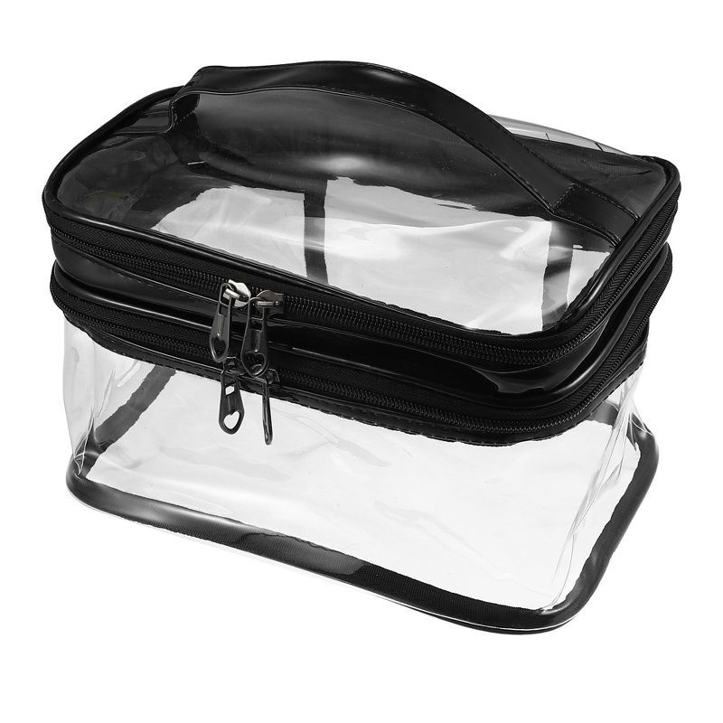 Unique Bargains Double Layer Makeup Bag Cosmetic Travel Bag Case Make Up Organizer Bag Clear Bags for Women 1pcs, 1 of 7
