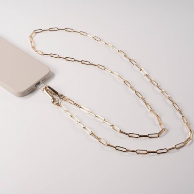Hello Lux Paper Clip Chain Phone Crossbody Strap - Gold: GEMS Cell Phone Accessory