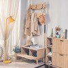 Nordlys Gray Solid Wood Hall Tree with Storage Industrial Style Entry - 2 of 4