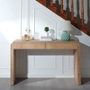 HDZNVF Rustic Wooden Console Table with Drawer, Minimalist Design, Ribbed Texture and Natural Finish - 3 of 4