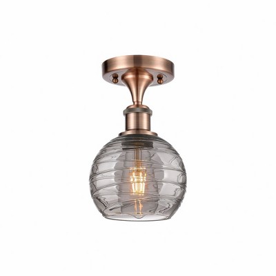Athens Deco Swirl - 1 Light Semi-Flush Mount In Industrial Style-11 Inches Tall and 6 Inches Wide